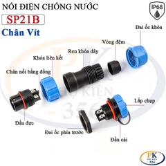 Đầu Nối Điện Chống Nước Lắp Mặt Bích SP21B Chuẩn IP68 2 Đến 12 Lõi Bắt Vít Dùng Cho Dây 7 Đến 12mm