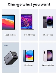 Bộ sạc nhanh 65W GaN 3 cổng USB Type-C x2 USB Type-A x1 Hỗ trợ QC4+, PD3.0.. Ugreen 10334 CD244 cao cấp