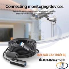 Cáp USB 3.0 Nối Dài Có Chipset Khuếch Đại Và Nguồn Phụ 5V2A Jasoz D116 5M 10M 15M 20M