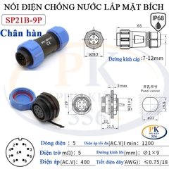 Đầu Nối Điện Chống Nước Lắp Mặt Bích SP21B Chuẩn IP68 2 Đến 12 Lõi Bắt Vít Dùng Cho Dây 7 Đến 12mm