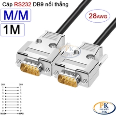 Dây cáp RS232 DB9 nối thẳng 2 đầu đực male - male 28AWG vỏ thép cao cấp dài 0.5M-40M