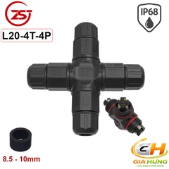 Đầu Cút Nối Chia Dây Điện Chống Nước IP68 4 Ngả ZSJ L20-4T-2P Dùng Cho Dây 2.5mm²