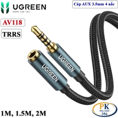 Dây Nối Dài Audio AUX 3.5mm 2 Đầu 4 Nấc TRRS Ugreen AV118 – Hỗ Trợ Mic, Tai Nghe