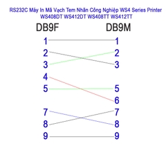Cáp RS232C DB9 dương sang DB9 âm cho máy in mã vạch tem nhãn công nghiệp WS4 Series Printer WS408DT WS412DT WS408TT WS412TT