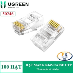 Đầu bấm hạt mạng RJ45 CAT5E chân đồng UTP Ugreen NW110 50246 hộp 100 hạt