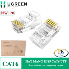 Đầu bấm hạt mạng RJ45 Cat6 chân đồng UTP Ugreen NW120 60558 hộp 100 hạt