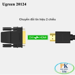 Đầu chuyển đổi DVI-D 24+1 sang HDMI UGREEN 20124 – Hỗ trợ Full HD 1080P, mạ vàng 24K
