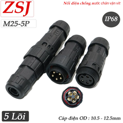 Đầu cút nối dây điện chống nước IP68 chính hãng ZSJ M25 2 lõi, 3 lõi, 4 lõi, 5 lõi