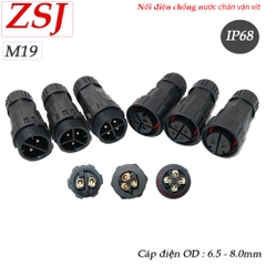 Đầu cút nối dây điện chống nước chuẩn IP68 chính hãng ZSJ M19 2 lõi, 3 lõi, 4 lõi, 5 lõi