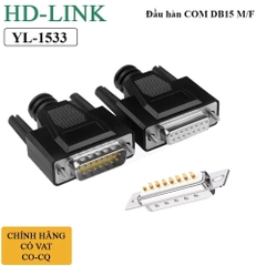 Đầu hàn DB15 chân đồng vỏ ốp nhựa dẻo chính hãng HD-Link YL-1533F YL-1533M