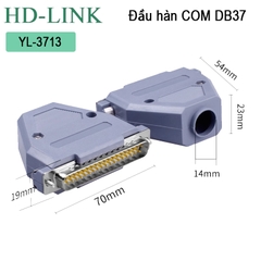 Đầu hàn DB37 đực chân đồng vỏ ốp nhựa cứng chính hãng HD-Link YL-3713M