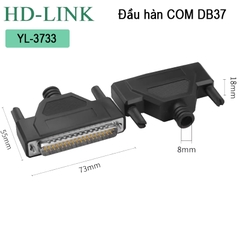 Đầu hàn DB37 cái chân đồng vỏ ốp nhựa dẻo chính hãng HD-Link YL-3733F