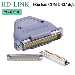 Đầu hàn DB37 đực chân đồng vỏ ốp nhựa dẻo chính hãng HD-Link YL-3733M