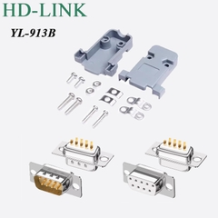 Đầu hàn COM RS232 DB9 chân đồng vỏ ốp nhựa cứng chính hãng HD-Link YL-913M/F