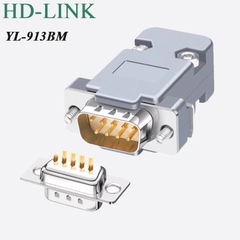 Đầu hàn COM RS232 DB9 chân đồng vỏ ốp nhựa cứng chính hãng HD-Link YL-913M/F
