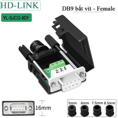 Đầu jack COM DB9 connecter 3 chấu chân bắt vit HD-Link YL-SJCG-9DM Male làm cáp RS232C