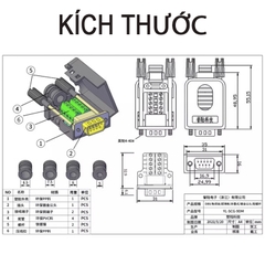 Đầu jack COM DB9 connecter chân bắt vit HD-Link YL-SCG-9DF - Female