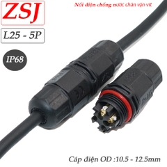 Đầu nối dây điện chống nước 2,3,4,5 lõi chuẩn  Ip68 ZSJ L25 cáp OD 10.5 - 12.5mm