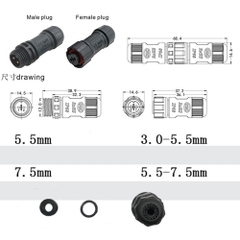 Đầu cút nối dây điện chống nước chân hàn chính hãng ZSJ -M12 2 lõi, 3 lõi, 4 lõi, 5 lõi
