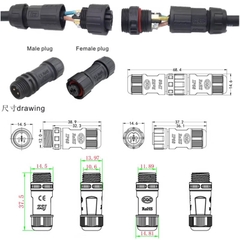 Đầu Cút Nối Dây Điện Chống Nước IP68 ZSJ M12 MF Đực Cái Thẳng Dùng Cho Dây 2–8 Lõi Chính Hãng