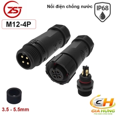 Đầu Cút Nối Dây Điện Chống Nước IP68 ZSJ M12 MF Đực Cái Thẳng Dùng Cho Dây 2–8 Lõi Chính Hãng