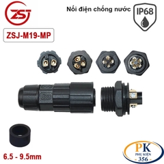 Đầu cút nối dây điện chống nước lắp bảng điều khiển panel IP68 ZSJ-M19-MP 2 lõi, 3 lõi, 4 lõi, 5 lõi