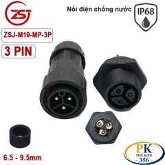 Đầu cút nối dây điện chống nước lắp bảng điều khiển panel IP68 ZSJ-M19-MP 2 lõi, 3 lõi, 4 lõi, 5 lõi