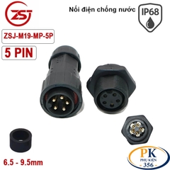 Đầu cút nối dây điện chống nước lắp bảng điều khiển panel IP68 ZSJ-M19-MP 2 lõi, 3 lõi, 4 lõi, 5 lõi
