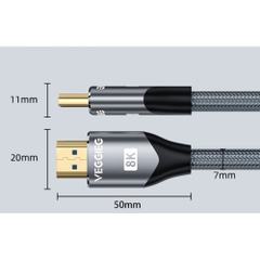 Dây cáp HDMI 2.1 8K@60Hz VegGieg dài 1.5M đến 5M
