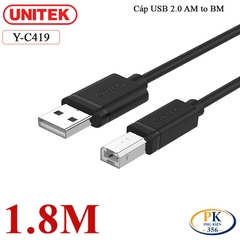 Cáp USB Máy In AM-BM Unitek USB 2.0 – Dây USB A Sang B Chính Hãng