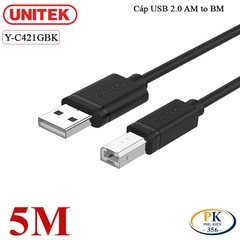 Cáp USB Máy In AM-BM Unitek USB 2.0 – Dây USB A Sang B Chính Hãng