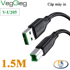 Dây cáp máy in USB 2.0 chính hãng Veggieg dài 1.5M, 3M, 5M, 10M