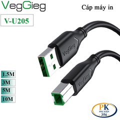 Dây cáp máy in USB 2.0 chính hãng Veggieg dài 1.5M, 3M, 5M, 10M