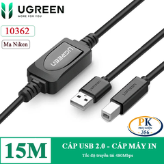 Dây cáp máy in USB 2.0 BM Ugreen US122 giá rẻ chất lượng cao dài 10M, 15M