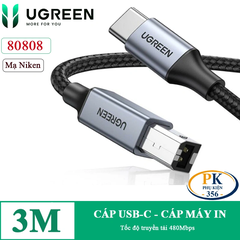 Dây cáp máy in USB type-C Ugreen US370 dài 1M, 2M, 3M