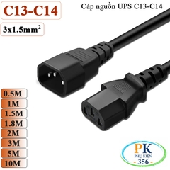 Dây Cáp nguồn IEC320 C13 C14 3x1.5mm² 10A 250V – Dây nối dài UPS, PC, PDU 0.5M - 10M