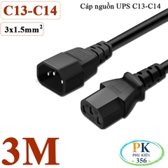 Dây Cáp nguồn IEC320 C13 C14 3x1.5mm² 10A 250V – Dây nối dài UPS, PC, PDU 0.5M - 10M