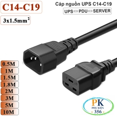 Dây Cáp nguồn IEC320 C14 C19 lõi 3x1.5mm² 16A-250V | Dây nối dài nguồn cho UPS, PDU, PC dài 0.5M – 10M