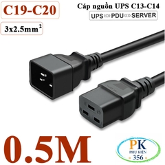 Dây Cáp Nguồn IEC320 C19 C20 3x2.5mm² 18A-250V 4500W | Dây Nối Dài Nguồn Cho UPS, PDU, Máy Chủ