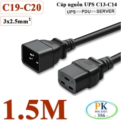 Dây Cáp Nguồn IEC320 C19 C20 3x2.5mm² 18A-250V 4500W | Dây Nối Dài Nguồn Cho UPS, PDU, Máy Chủ