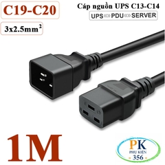 Dây Cáp Nguồn IEC320 C19 C20 3x2.5mm² 18A-250V 4500W | Dây Nối Dài Nguồn Cho UPS, PDU, Máy Chủ
