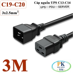 Dây Cáp Nguồn IEC320 C19 C20 3x2.5mm² 18A-250V 4500W | Dây Nối Dài Nguồn Cho UPS, PDU, Máy Chủ