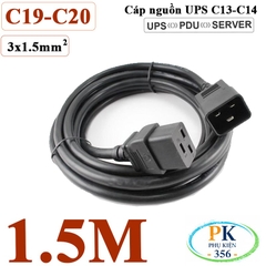 Dây Cáp Nguồn IEC320 C19 C20 3x1.5mm² 16A-250V | Dây Nối Dài Nguồn Cho UPS, PDU, Máy Chủ