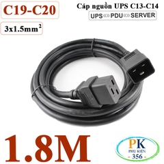 Dây Cáp Nguồn IEC320 C19 C20 3x1.5mm² 16A-250V | Dây Nối Dài Nguồn Cho UPS, PDU, Máy Chủ