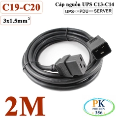 Dây Cáp Nguồn IEC320 C19 C20 3x1.5mm² 16A-250V | Dây Nối Dài Nguồn Cho UPS, PDU, Máy Chủ