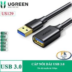 Dây cáp nối dài USB 3.0 Ugreen US129 dài 0.5M, 1M, 1.5M, 2M, 3M, 5M