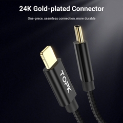 Dây cáp sạc nhanh iphone ipad chân USB-C sang Lightning chính hãng TOPK dài 1M