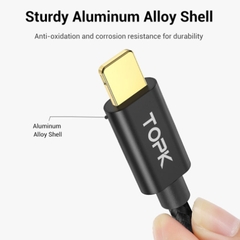 Dây cáp sạc nhanh iphone ipad chân USB-C sang Lightning chính hãng TOPK dài 1M