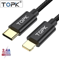 Dây cáp sạc nhanh iphone ipad chân USB-C sang Lightning chính hãng TOPK dài 1M