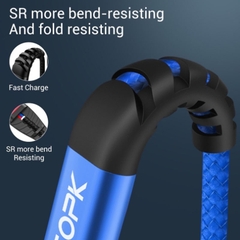 Dây cáp sạc nhanh Iphone Ipad chính hãng TOPK dài 1M dây bọc dù chống đứt gãy